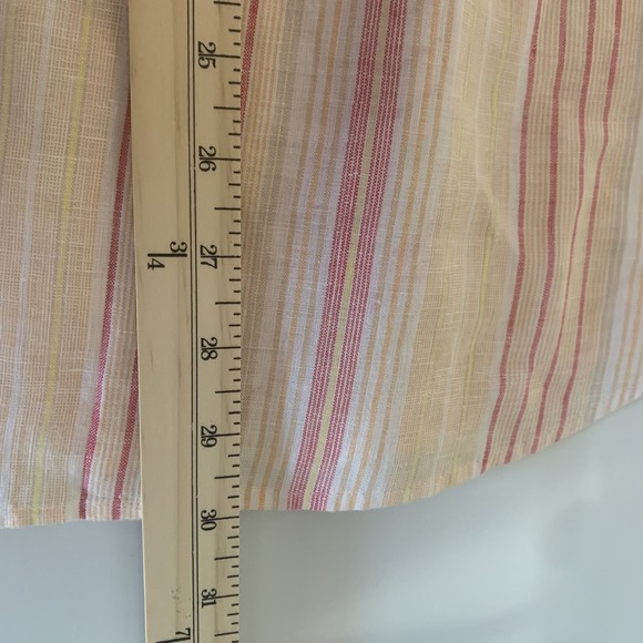 Chicos 100% Linen No Iron Striped Button Up Shirt Womens Size 2 Large - Picture 6 of 8